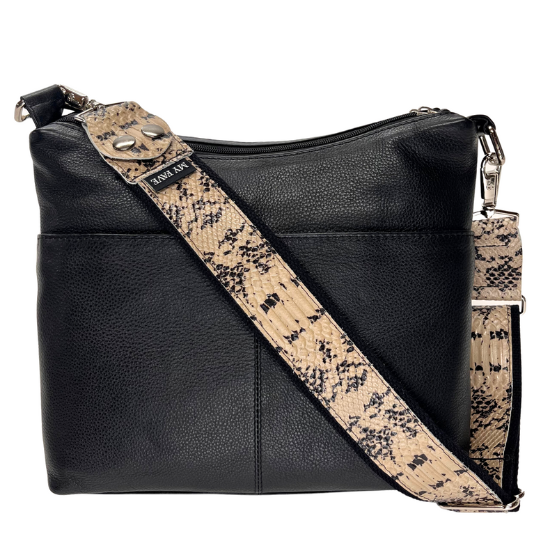 Sass Bag & Purse Strap - Cream and Black Leather