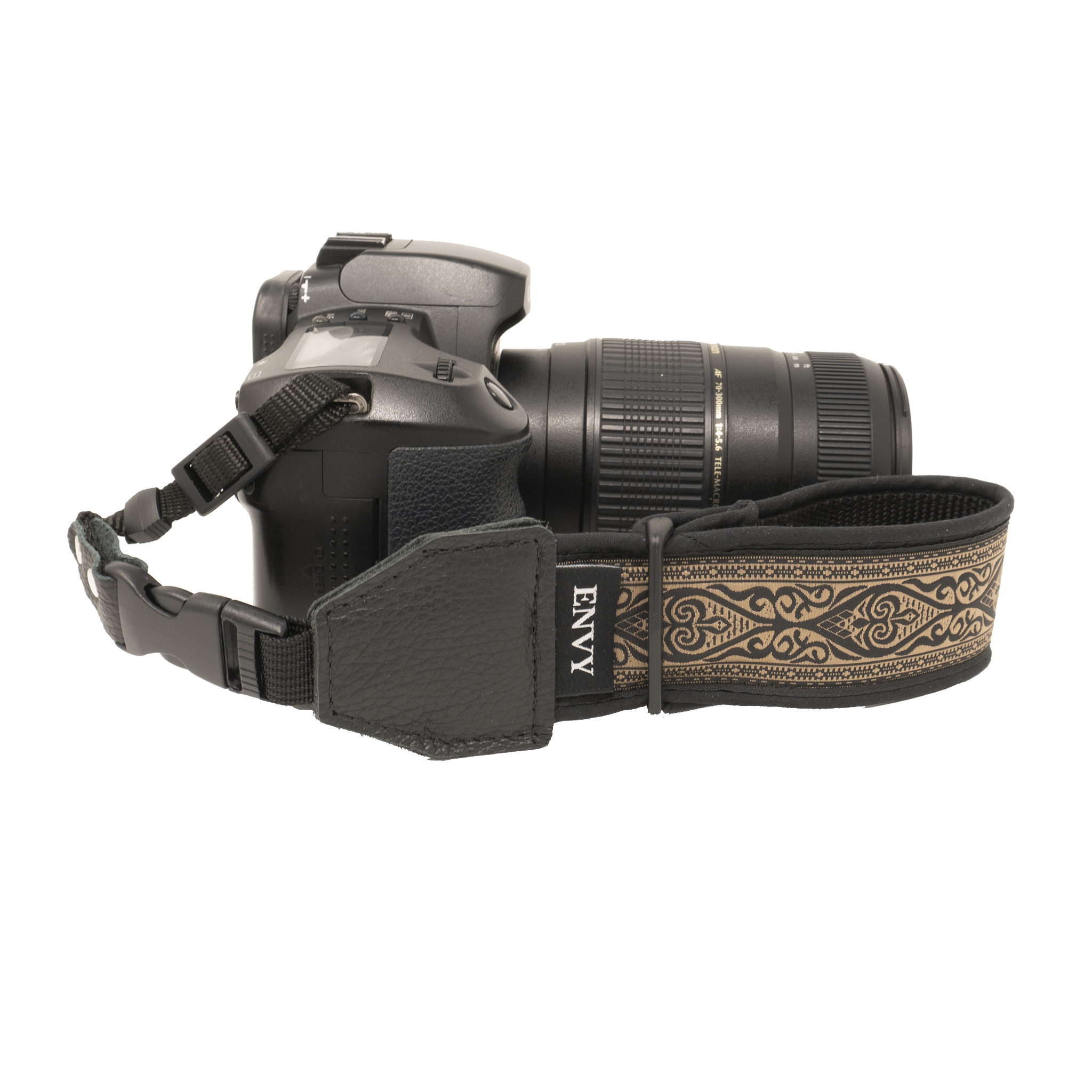 My Fave Camera Wrist Strap - Pattern: Driftwood Owl, Color: Black