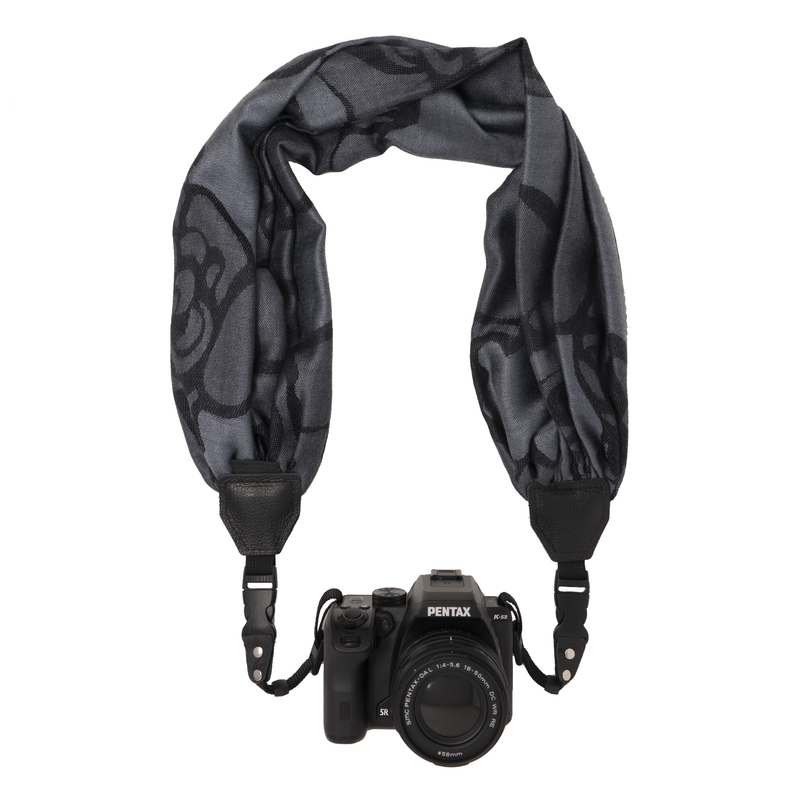 My Fave Camera Scarf Strap in Black Blooms