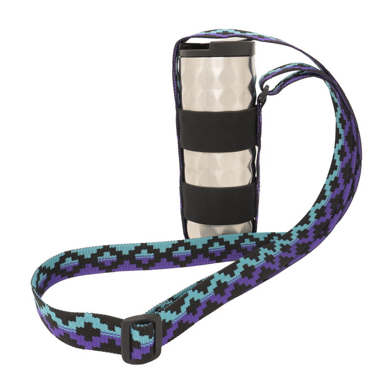 My Fave Water Bottle Strap - Purple & Teal Steps