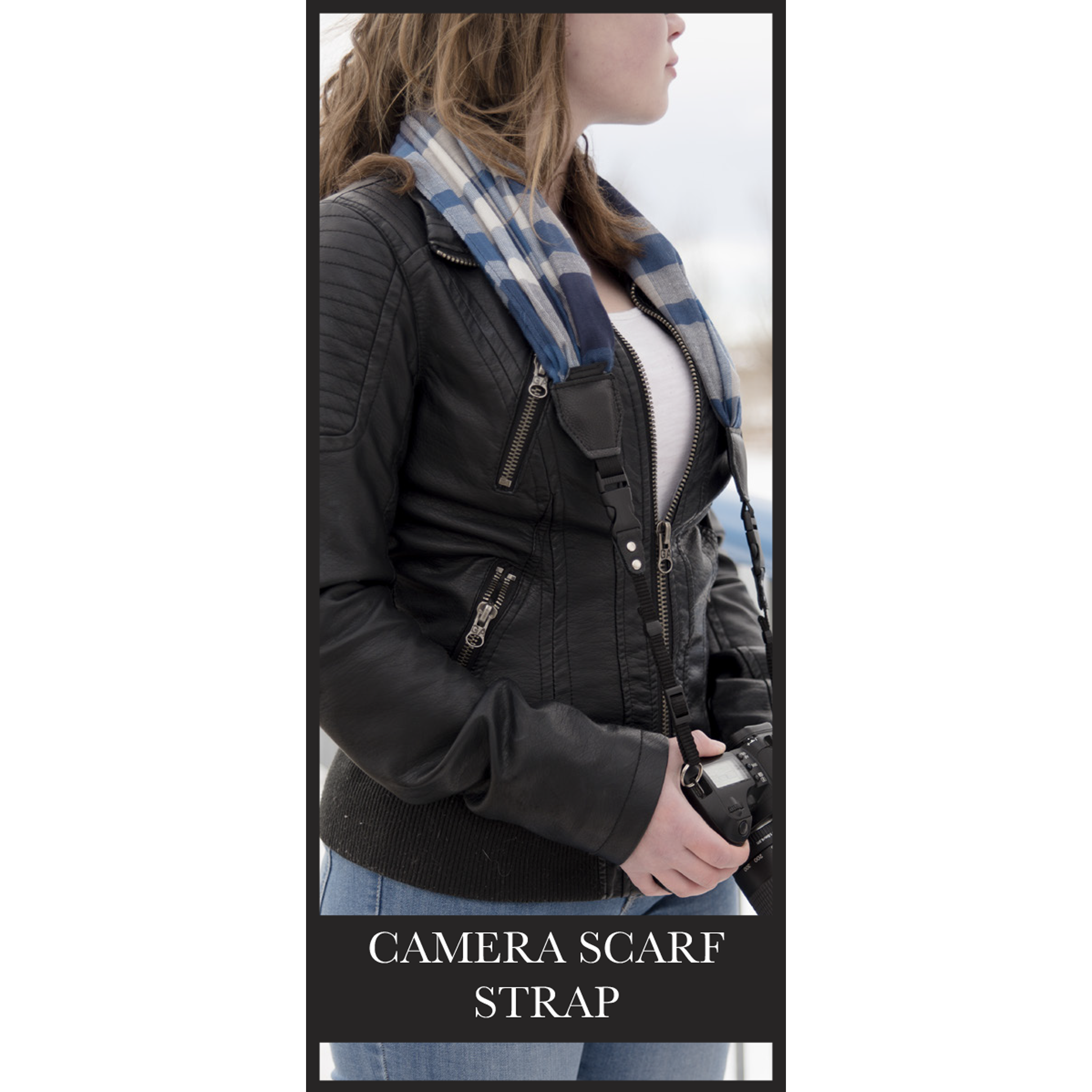 Camera Scarf Strap - Charcoal Gold Shimmer